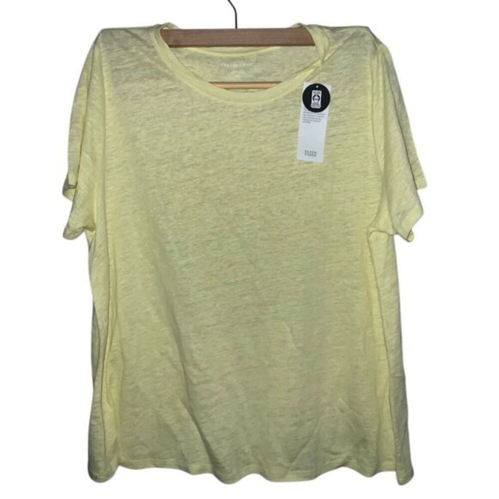 Eileen Fisher Organic Linen Jersey T Shirt Yellow M